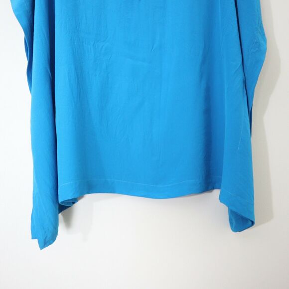 Ted Baker London 2 US 6 Silk Boxy Blouse Blue Satin Wide Sleeve Square Top - Picture 11 of 11